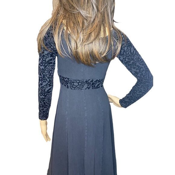 Royal Bones Dang Goodman Goth Black Velvet Lace Top Midi Dress Size Small - Picture 7 of 9
